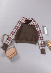 Plaid Half Zip Long Sleeve Sweatshirt OutfitFlow